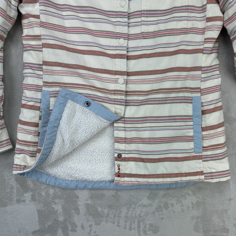 Orvis Shacket Womens Medium Shirt Jacket Fleece Lined Plaid Flannel Snap Button - Picture 8 of 15